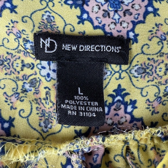 New Directions Relaxed Yellow and Blue Tunic with Tie Front - Picture 2 of 7